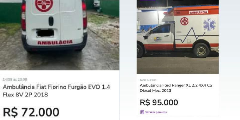 Ambulâncias de Piaçabuçu aparecem à venda em site de anúncios