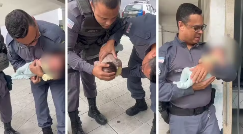 Policiais salvam bebê de 37 dias engasgado com leite materno