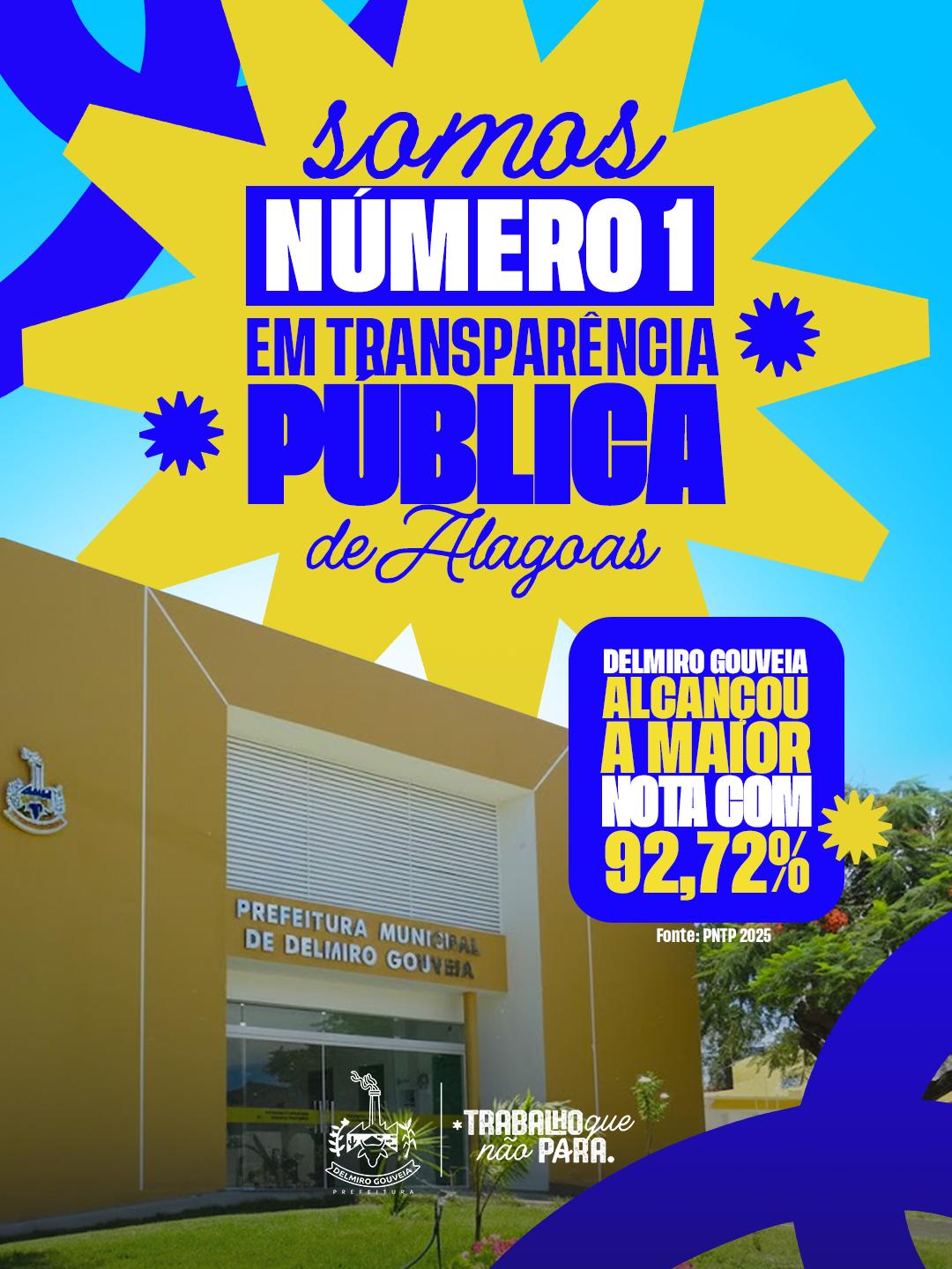 Delmiro Gouveia conquista a maior nota de Transparência Pública de Alagoas no PNTP 2025