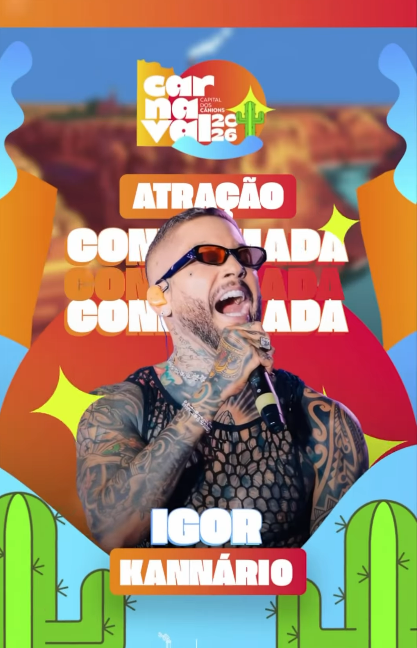 Igor Kannário é a primeira atração confirmada do carnaval de Delmiro Gouveia 2026