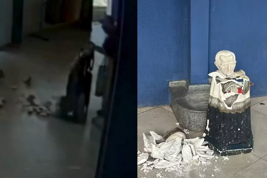 Turista argentina é presa após vandalizar estátua de Padre Cícero