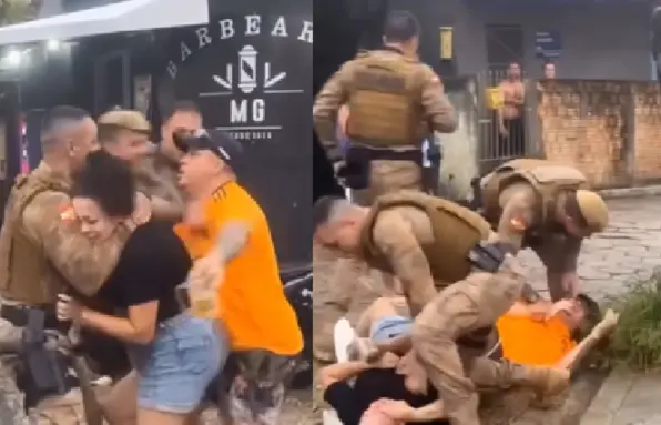 Confusão em ocorrência: PM agride mulher imobilizada no chão durante abordagem