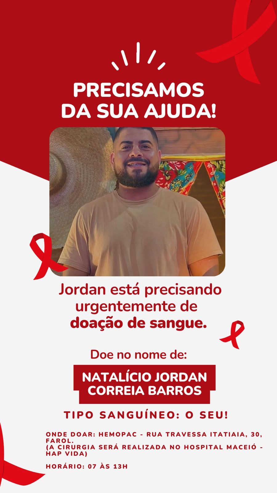 Apelo: vítima de acidente de moto precisa de doadores de sangue