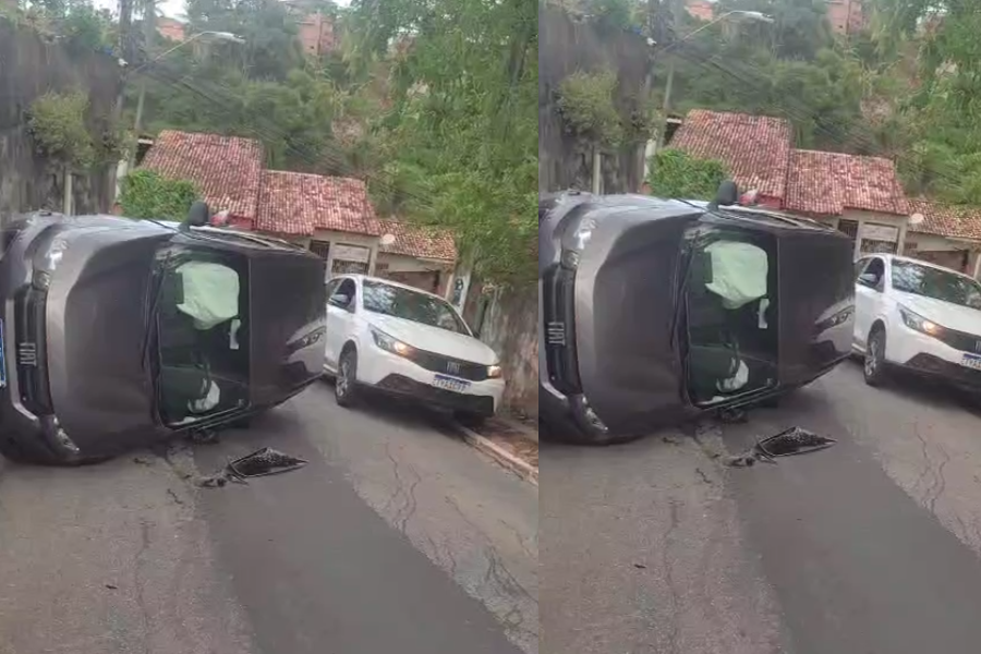 Motorista perde controle e carro capota na ladeira da Moenda, em Maceió