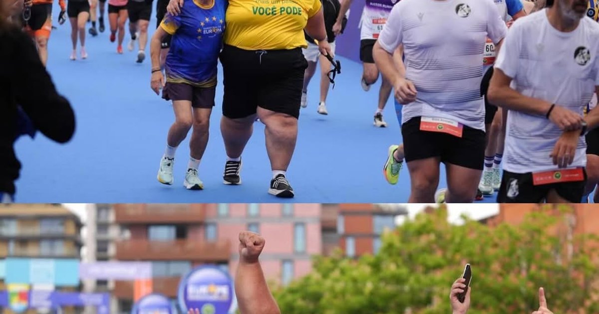 Brasileiro de 200 kg emociona ao completar maratona na Europa