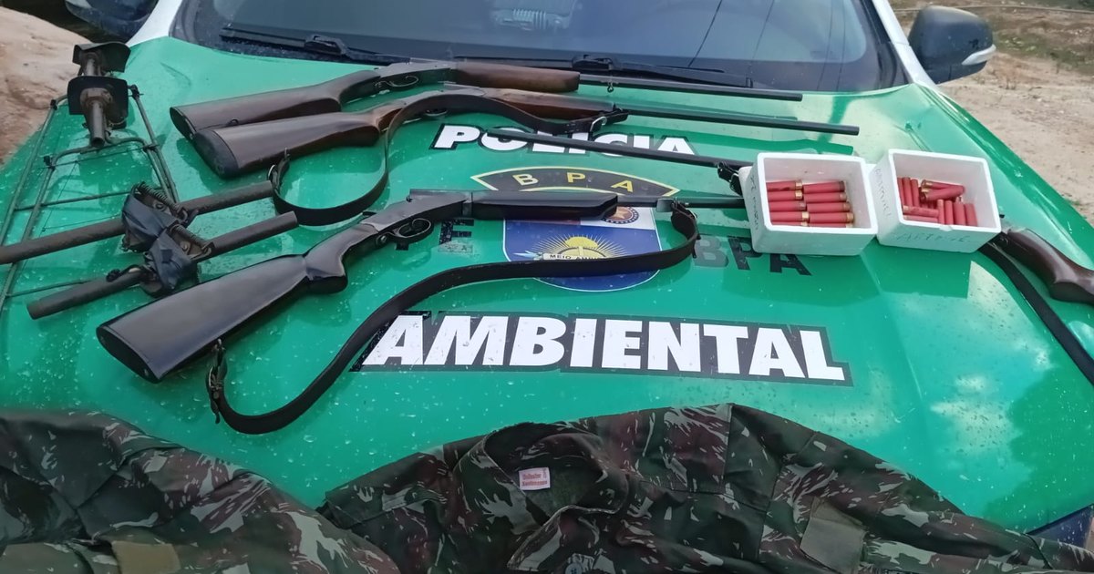 Em operação ambiental, PM-AL apreende armas e resgata animais em Passo do Camaragibe