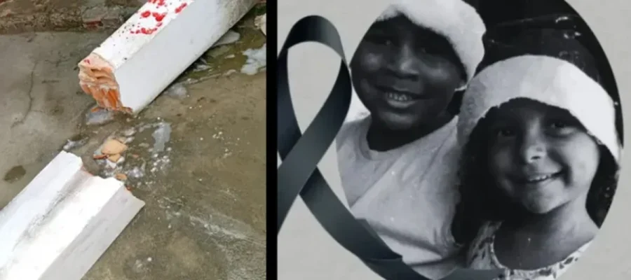 Queda de pilastra mata duas crianças da mesma família no bairro do Prado