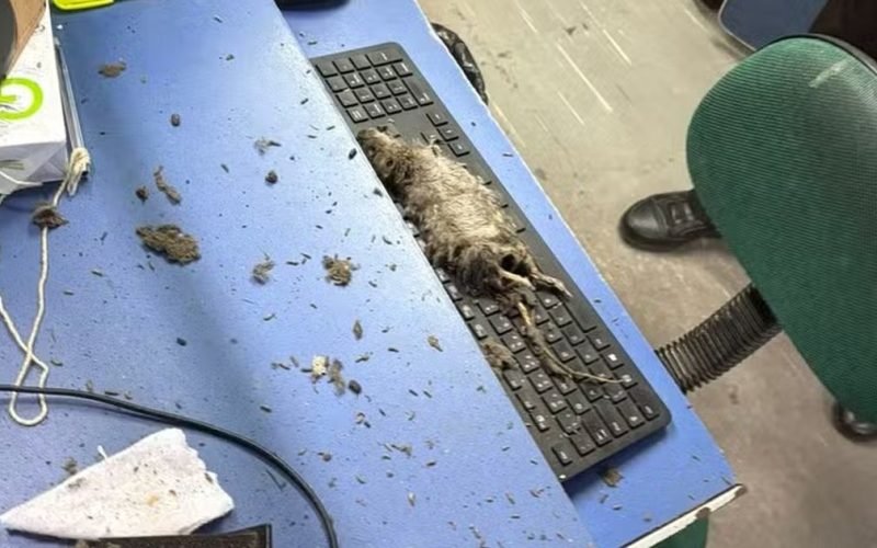 Rato cai do teto sobre atendente durante atendimento no Detran