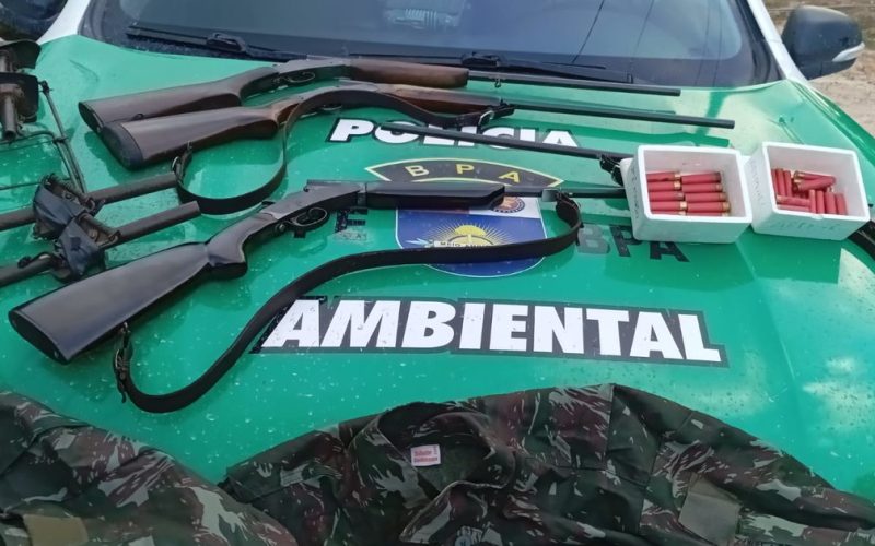 Em operação ambiental, PM-AL apreende armas e resgata animais em Passo do Camaragibe