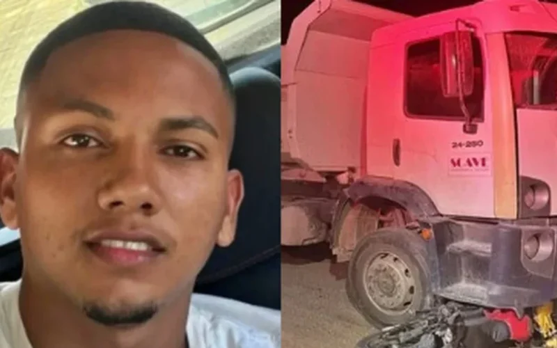 Acidente entre motocicleta e caçamba deixa jovem morto em São Miguel dos Campos, interior de Alagoas