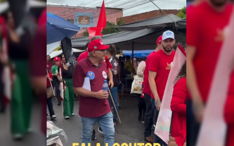 Locutor de feira em Santana do Ipanema faz discurso em apoio a Flávio Bolsonaro