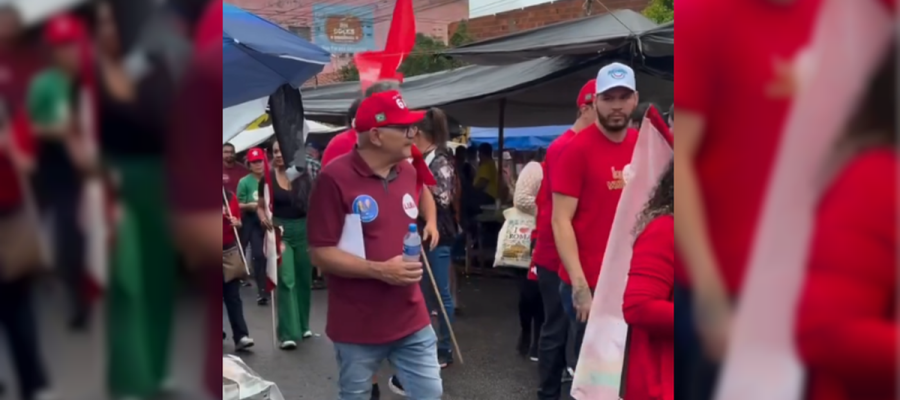 Locutor de feira em Santana do Ipanema faz discurso em apoio a Flávio Bolsonaro