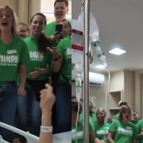 Grupo de cantores vão até hospital levar alegria e música para pacientes