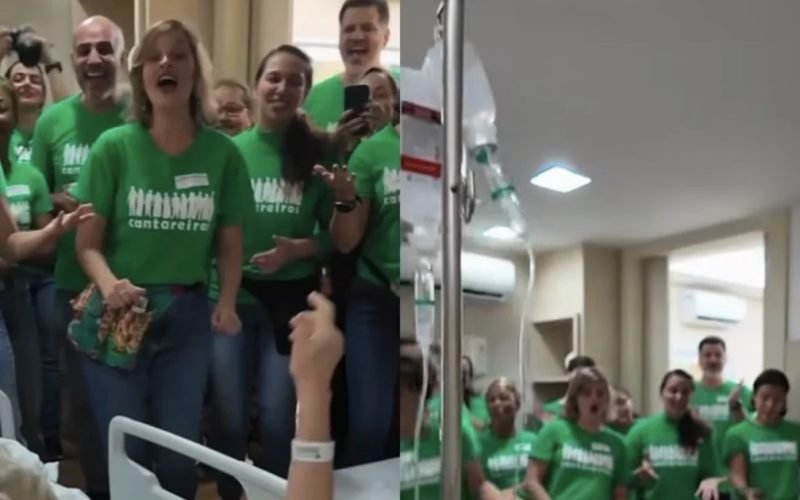 Grupo de cantores vão até hospital levar alegria e música para pacientes