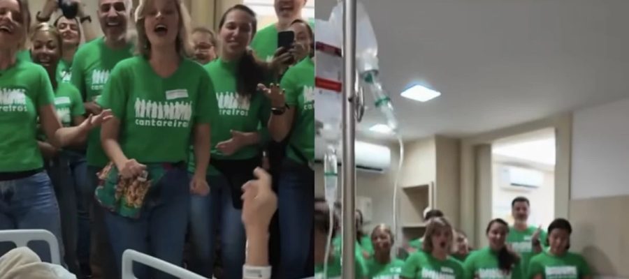Grupo de cantores vão até hospital levar alegria e música para pacientes