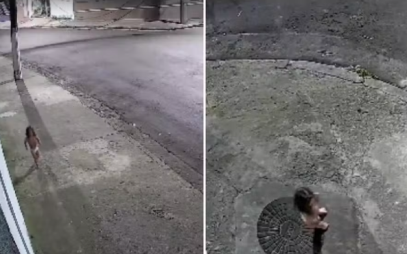 Criança de 3 anos é vista andando sozinha na rua apenas de fralda procurando a mãe; mulher tinha ido a baile funk e foi presa