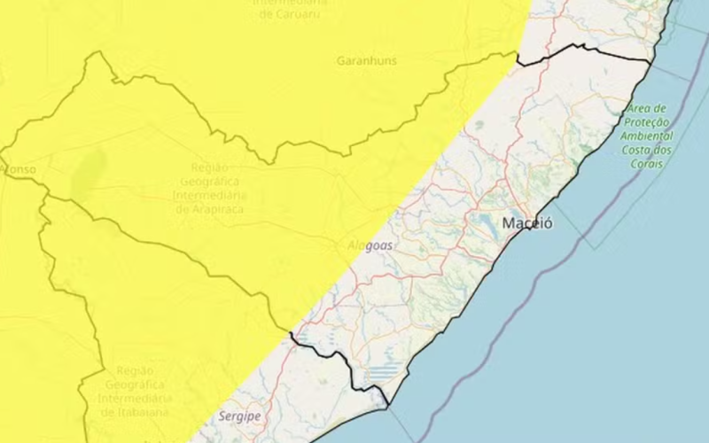 Alerta de vendaval pode atingir 53 cidades de Alagoas até noite desta sexta-feira