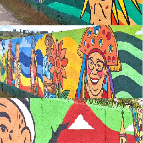 Mural em homenagem aos patrimônios culturais de Viçosa está em processo final