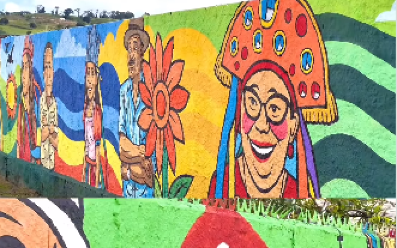 Mural em homenagem aos patrimônios culturais de Viçosa está em processo final