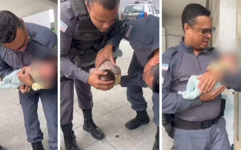 Policiais salvam bebê de 37 dias engasgado com leite materno