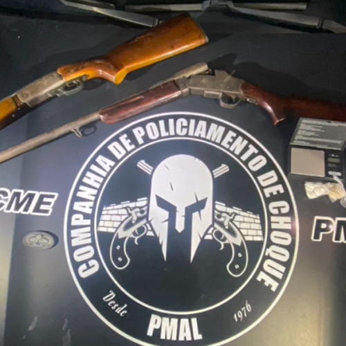Companhia de Choque apreende armas e drogas após denúncia em Rio Largo