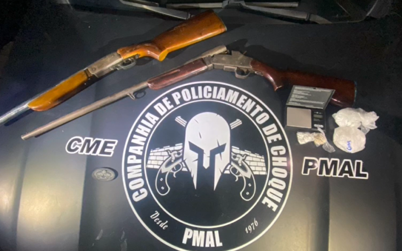 Companhia de Choque apreende armas e drogas após denúncia em Rio Largo