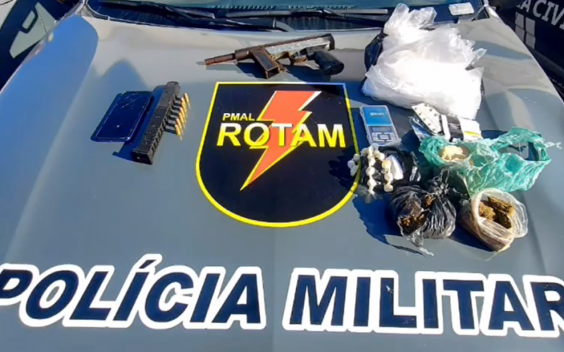 ROTAM prende suspeito por tráfico, porte ilegal de arma e sequestro da própria esposa