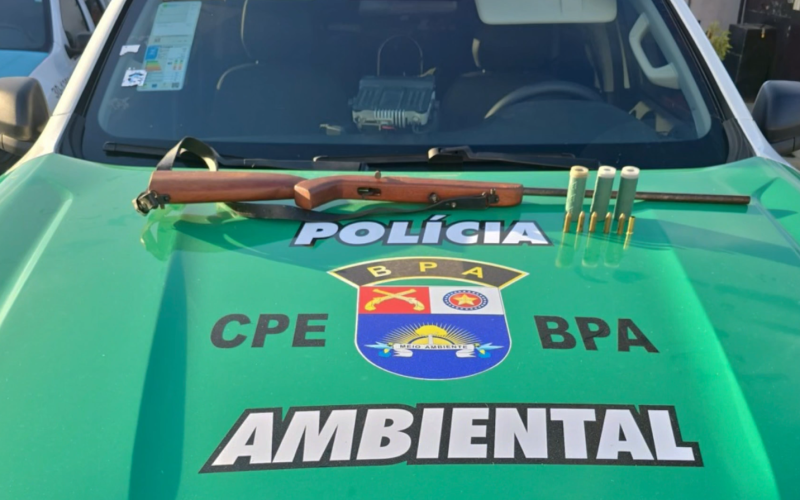 Arma de fogo e munições são apreendidas pela Polícia Ambiental na Barra de São Miguel