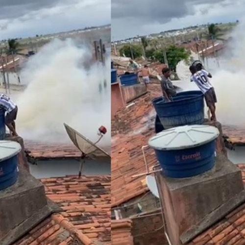 Moradores usam caixa d’água para apagar incêndio em casa em Arapiraca