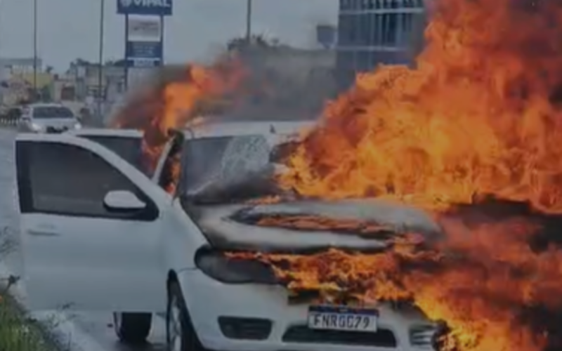 Incêndio atinge veículo na AL-220 e mobiliza equipes do Corpo de Bombeiros em Arapiraca