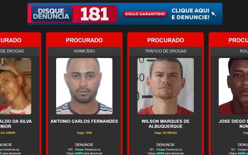 SSP lança plataforma com lista dos criminosos mais procurados de Alagoas