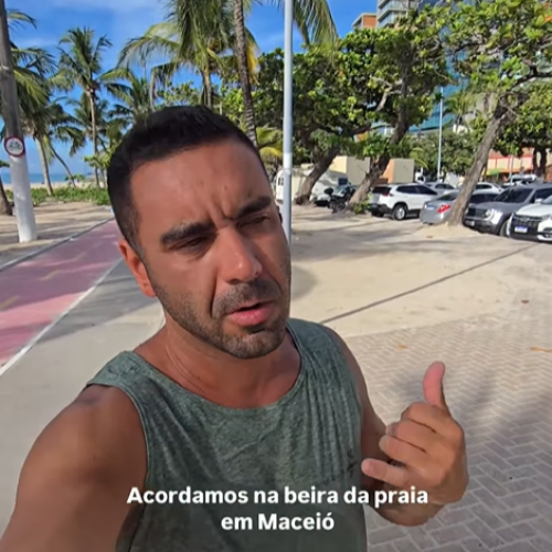 Casal conhecido por viver em motorhome escolhe Orla de Maceió para ”amanhecer” e se encanta com a vista