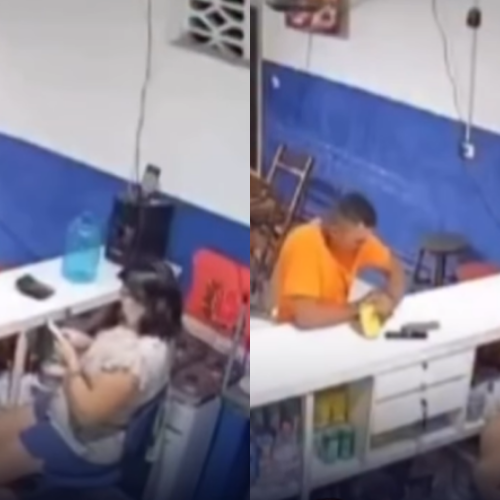 Bala passa raspando na cabeça de dona de bar durante tiroteio
