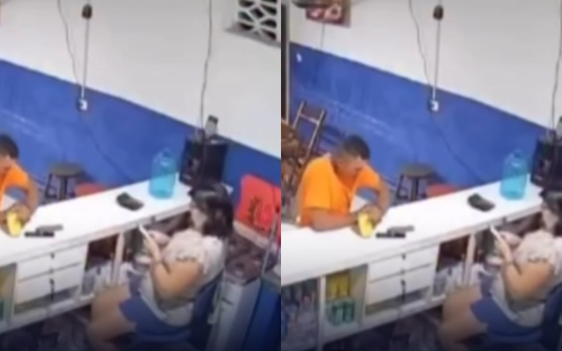 Bala passa raspando na cabeça de dona de bar durante tiroteio