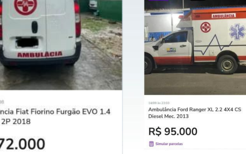 Ambulâncias de Piaçabuçu aparecem à venda em site de anúncios