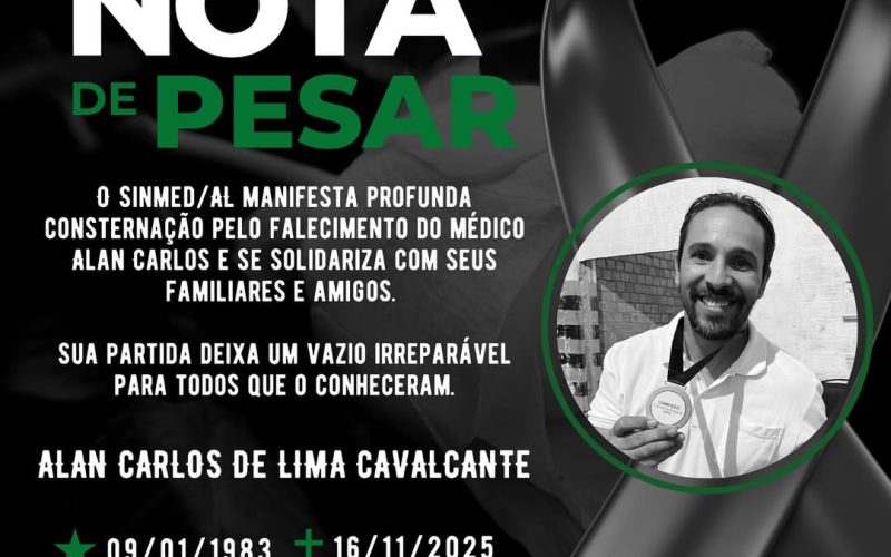 Sindicato dos Médicos de Alagoas publica nota de pesar sobre médico assassinado