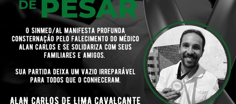 Sindicato dos Médicos de Alagoas publica nota de pesar sobre médico assassinado