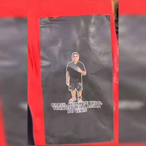 Bandidos usam foto de Bolsonaro com tornozeleira em tablete de maconha