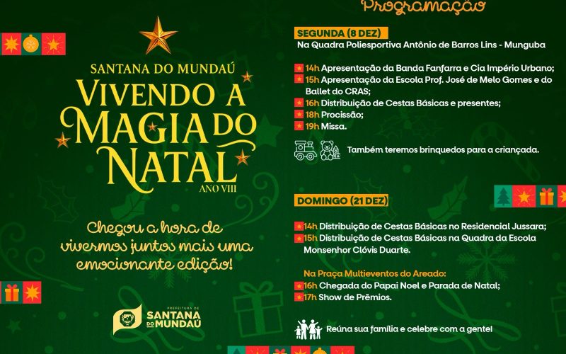 Prefeitura de Santana do Mundaú prepara edição 2025 do projeto “Vivendo a Magia do Natal”