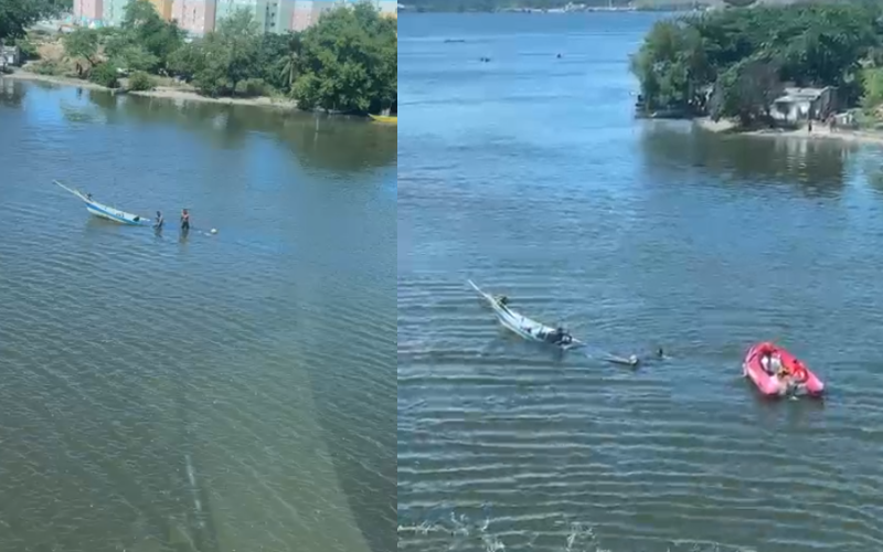Vídeo aéreo registra momento em que corpo de pescador é retirado da Lagoa Mundaú