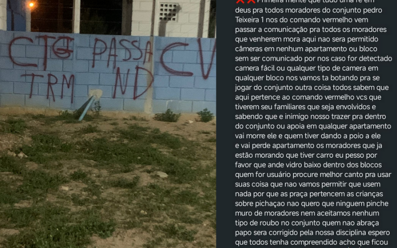 Supostos integrantes de facção impõem regras e fazem ameaças no Residencial Pedro Teixeira 1, na Santa Amélia