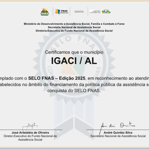 Igaci conquista o Selo FNAS 2025 e ganha reconhecimento nacional na assistência social