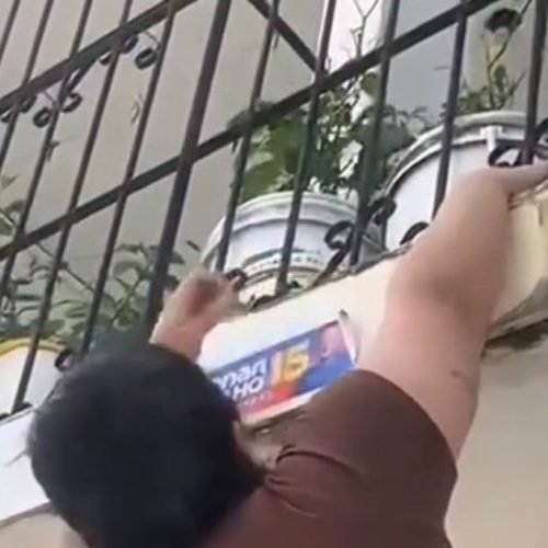 Mulher se revolta e retira adesivo de Renan Filho colado em sua casa sem permissão