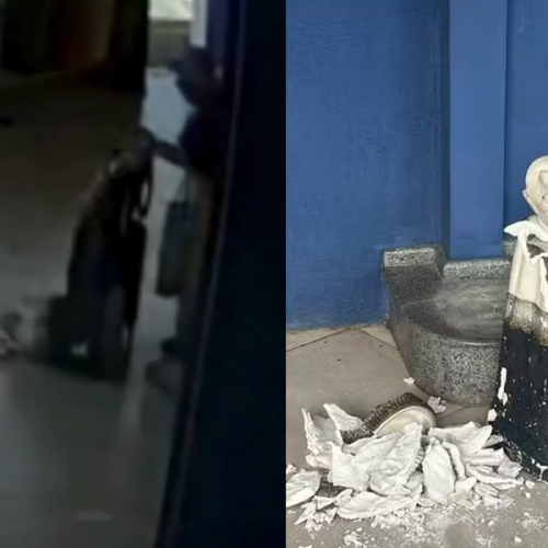 Turista argentina é presa após vandalizar estátua de Padre Cícero