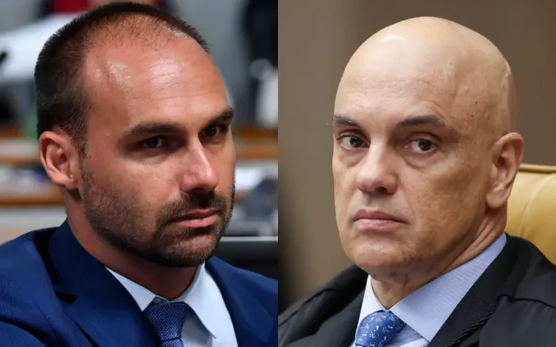 Eduardo Bolsonaro parte para o ataque e acusa Moraes de “violar o Estado de Direito”
