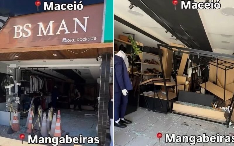 Motorista invade loja com carro e destrói parte do estabelecimento na Mangabeiras