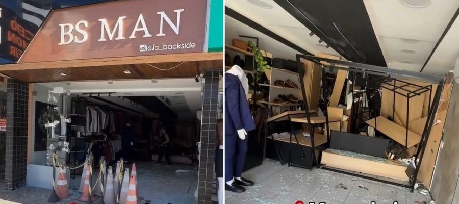 Motorista invade loja com carro e destrói parte do estabelecimento na Mangabeiras