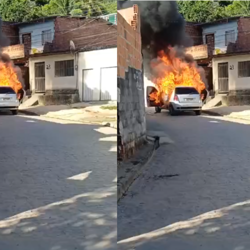 Incêndio destrói veículo em rua do Benedito Bentes; assista ao vídeo