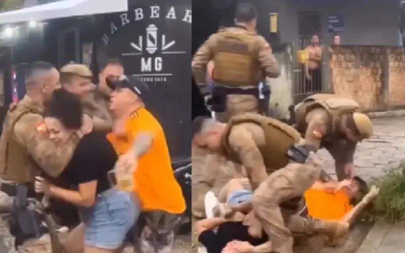 Confusão em ocorrência: PM agride mulher imobilizada no chão durante abordagem