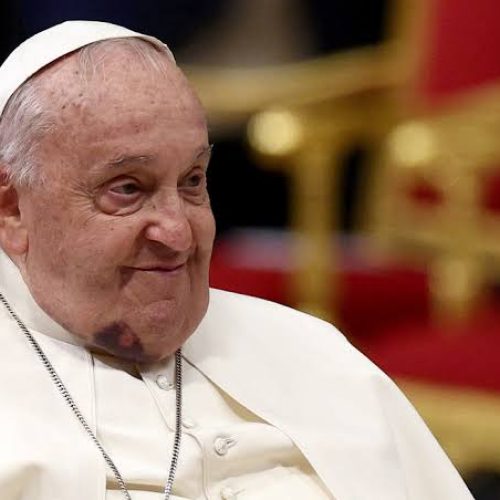 Papa Francisco aparece com o queixo roxo em cerimônia para novos cardeais